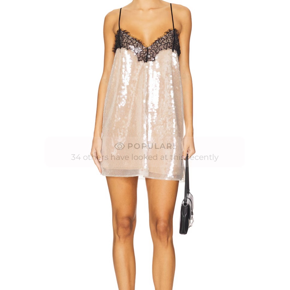 REVOLVE Sequin Chemise with Black Lace